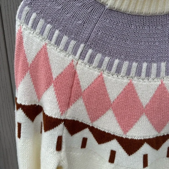 Free Assembly Cream Sweater with Pink and Purple Patterns- Cotton & Wool - Picture 3 of 15